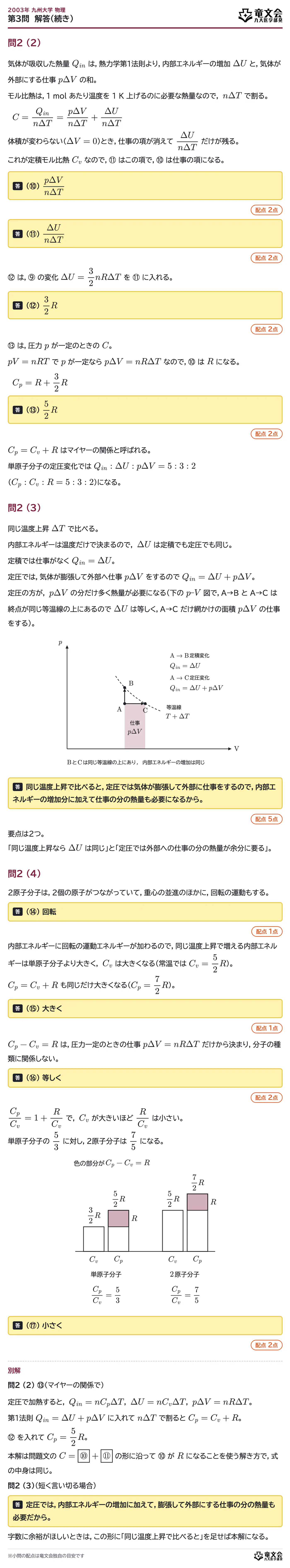 2003年九州大学物理 第3問 解答・解説(続き)