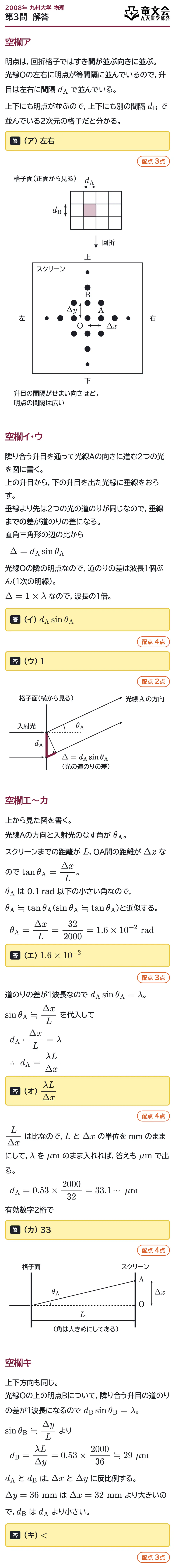 2008年九州大学物理 第3問 解答・解説