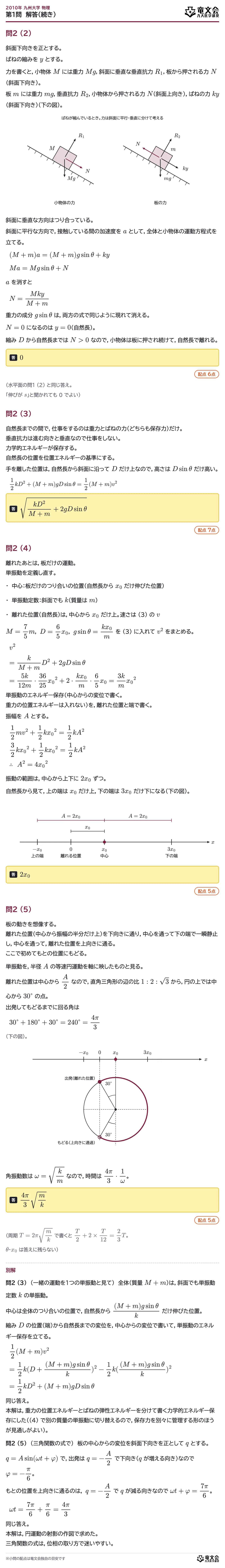 2010年九州大学物理 第1問 解答・解説(続き)
