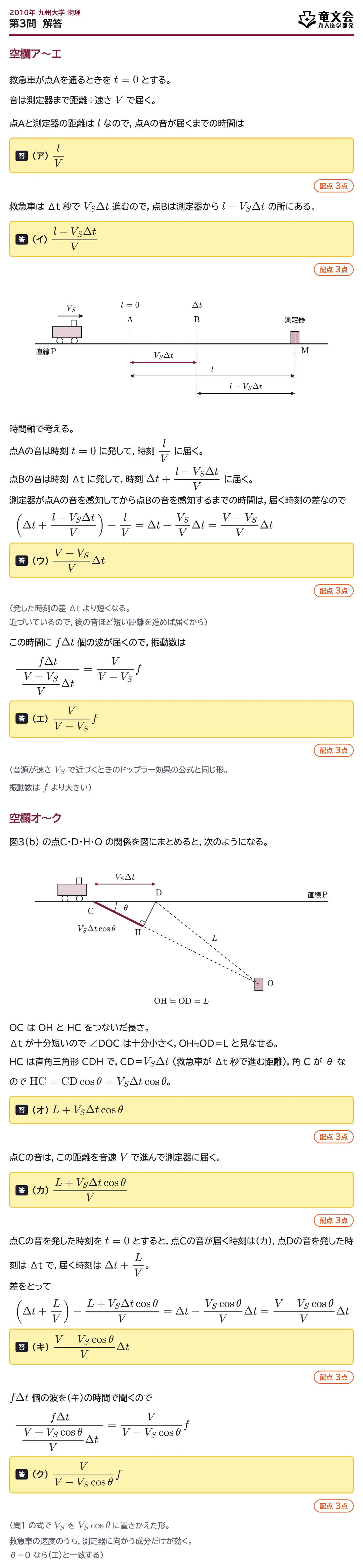 2010年九州大学物理 第3問 解答・解説