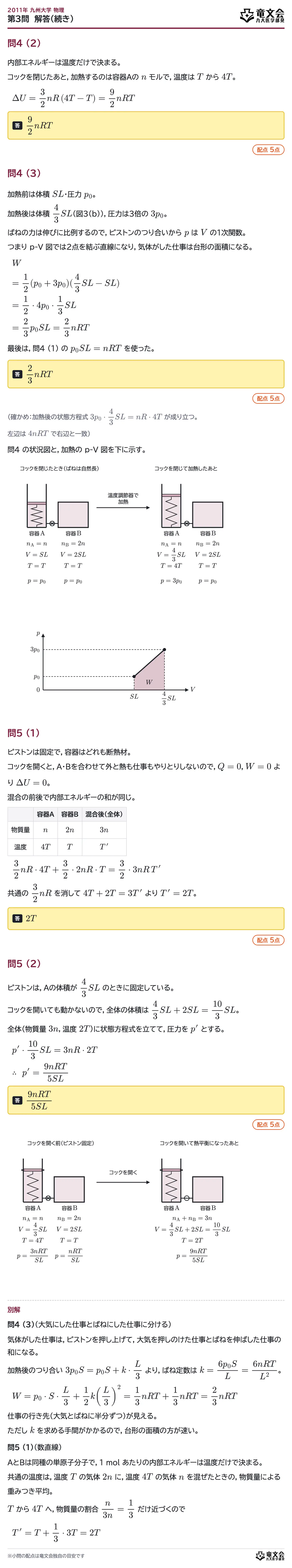 2011年九州大学物理 第3問 解答・解説(続き)