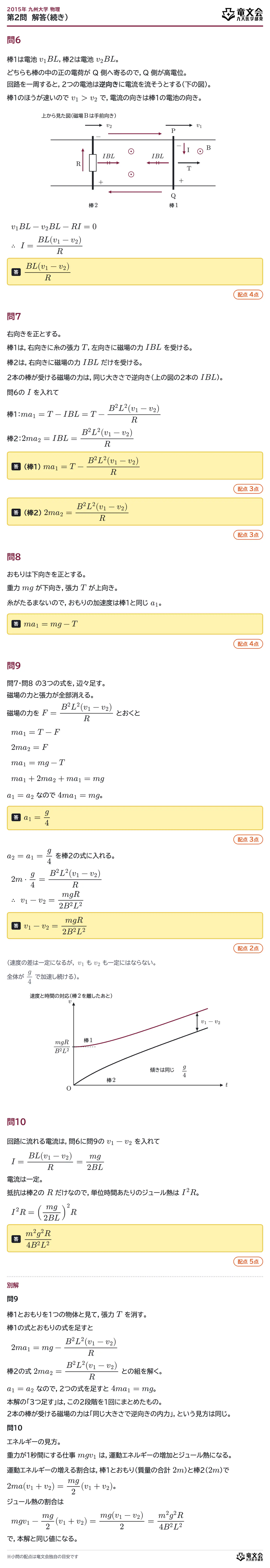 2015年九州大学物理 第2問 解答・解説(続き)