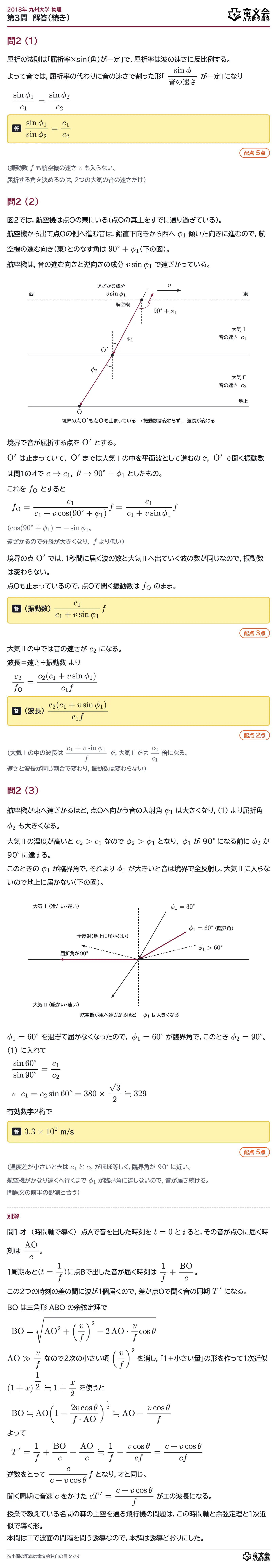 2018年九州大学物理 第3問 解答・解説(続き)