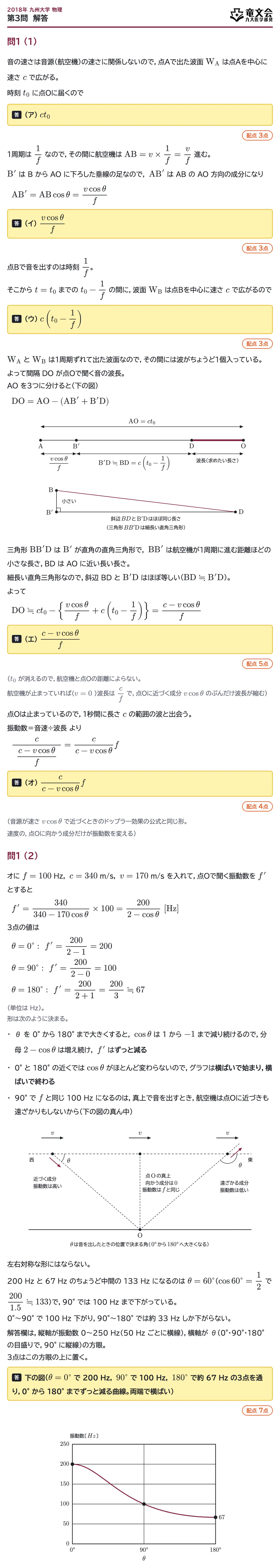 2018年九州大学物理 第3問 解答・解説