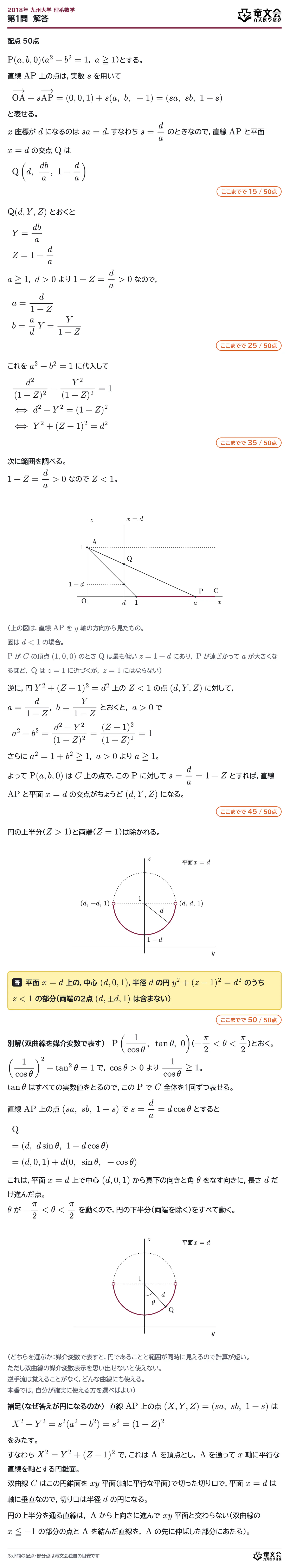 2018年九州大学理系数学 第1問 解答・解説
