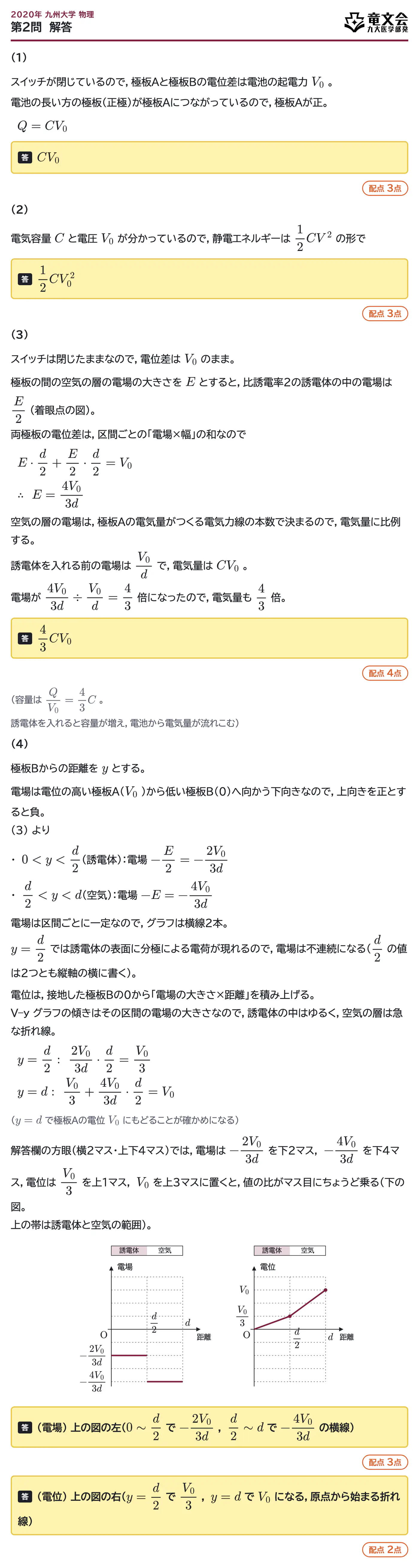2020年九州大学物理 第2問 解答・解説