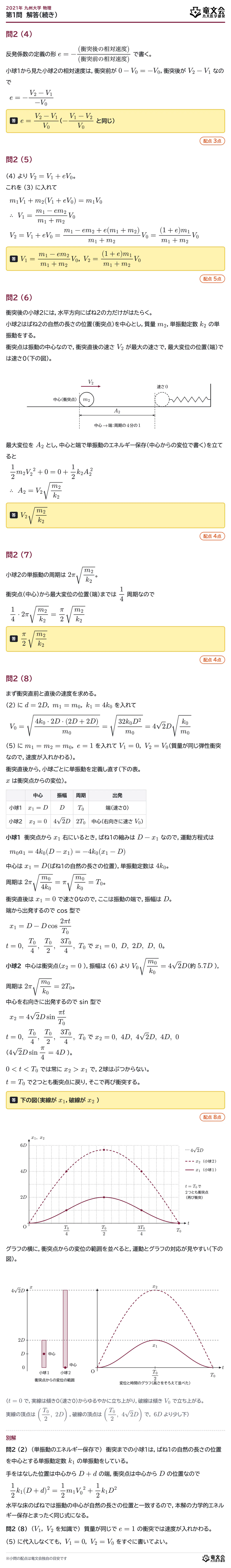 2021年九州大学物理 第1問 解答・解説(続き)