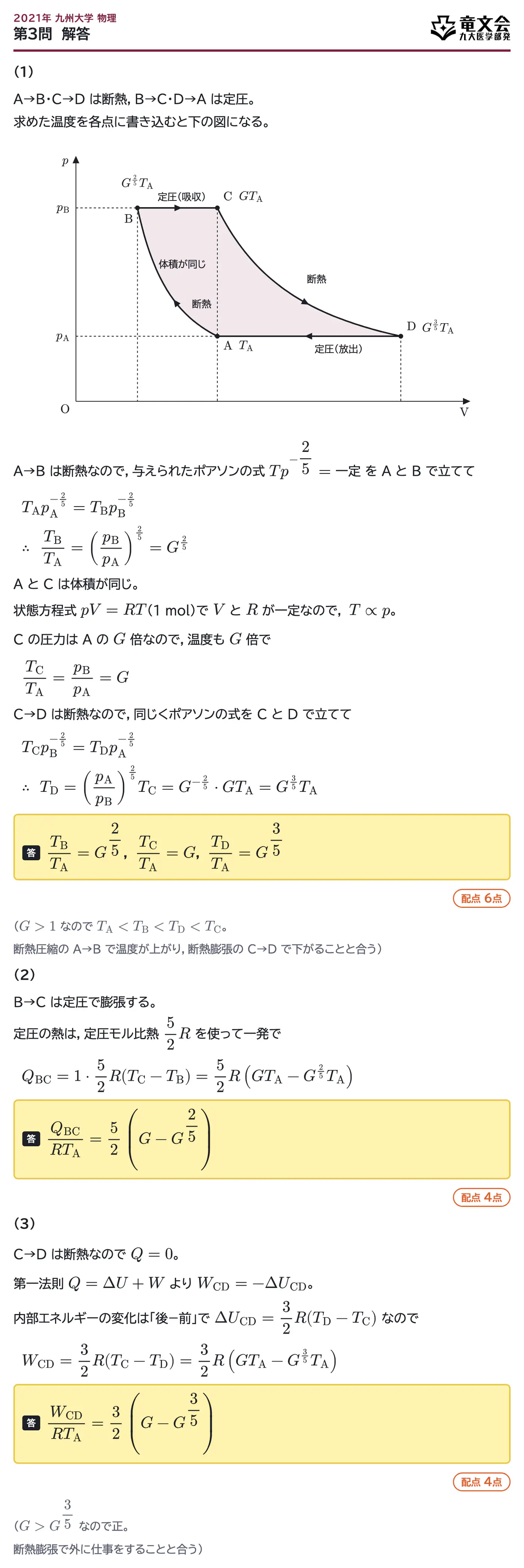 2021年九州大学物理 第3問 解答・解説
