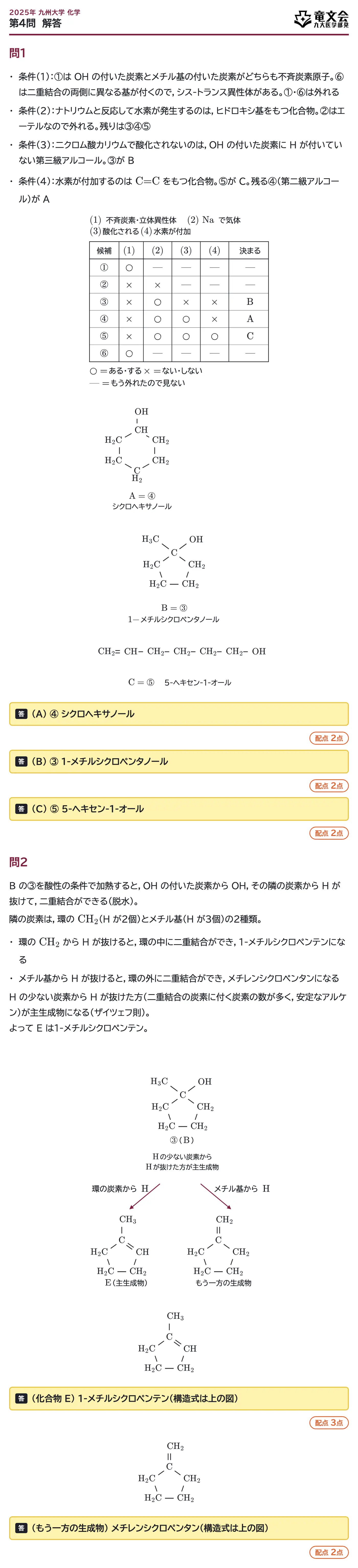 2025年九州大学化学 第4問 解答・解説