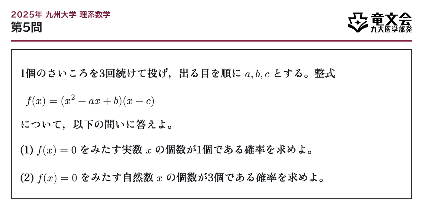 2025年九州大学理系数学 第5問 問題