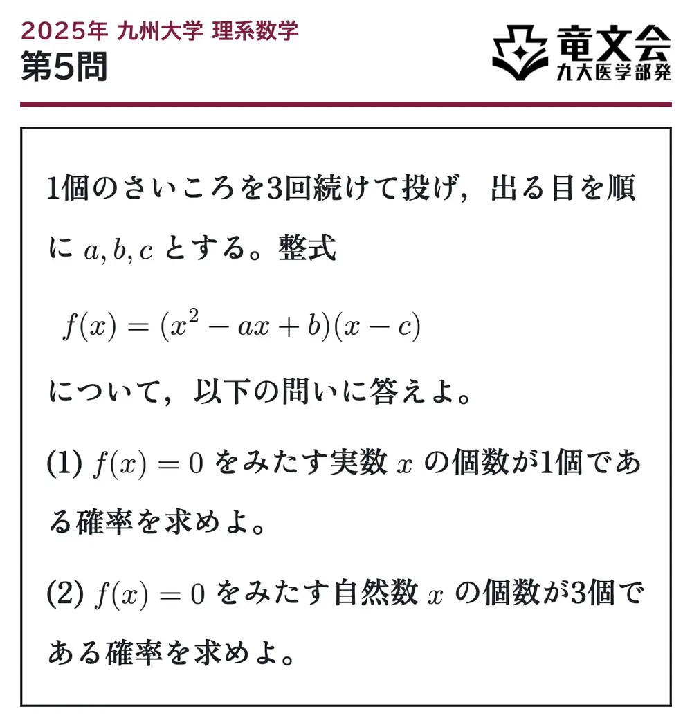 2025年九州大学理系数学 第5問 問題